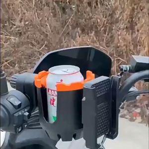 S325 2 in 1 Motorcycle Bike Cup Holder With Phone Holder Organizer Universal Cup Holder With Large Caliber Design