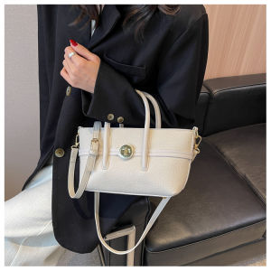 Fashionable Retro Womens Handbag Commuter Tote Bag Versatile PU Leather Soft Shoulder Bag Casual Pure Color Bag for Youth