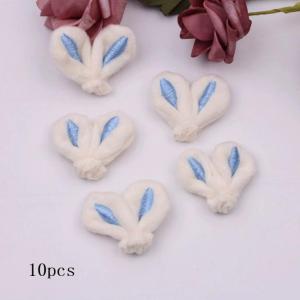 New 10pcs/lot DIY Handmade Plush Embroidered Ears Padded Patches Appliques For Clothes Sewing Supplies DIY Hair Decoration