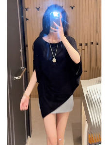 พรางหุ่น ฤดูร้อน เสื้อยืด ผู้หญิง Lazy Style Irregular Short Sleeve เสื้อท่อนบน Thin ทันสมัย ลำลอง หลวม Type โพลีเอสเตอร์ Fiber