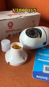 V380 Pro Q15  CCTV Camera WiFi Wireless Indoor cctv camera connect cellphone Auto Tracking 360° rotation 3D Panoramic Security 1080p two way audio Voice Bulb PTZ IP Camera 10M Night Vision CCTV With E27 Standard Lamp Holder