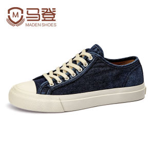 Maden Mens Shoes Casual Canvas Sneakers Denim Fabric Retro Washed Versatile Comfortable Training Board Shoes for Youth