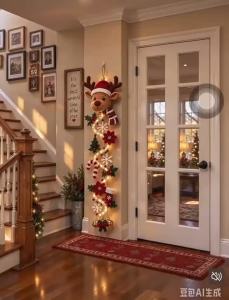 【Ready Stock】Glowing Christmas Door Hanger Decorations for Walls Windows Covered Porches Santa Claus Snowman Christmas angel
