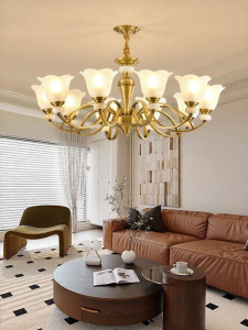 LAIDENG | Luxurious Grandeur American Style European Advanced Copper Jade Chandelier