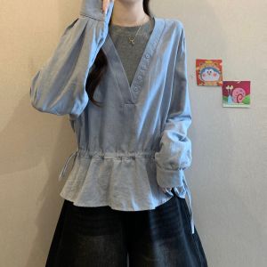 AIYITI | Áo Blouse Dài Tay Hai Màu Plus Size