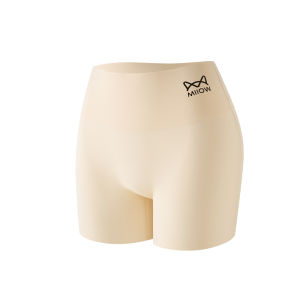 Miiow | High Waist Ice Silk Safety Pants Womens Three-In-One Underwear Shorts Anti-Light Walking Briefs Seamless Thin Cat Person