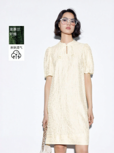 INLIFE | Elegant New Chinese Style Stand Collar Summer Dress White