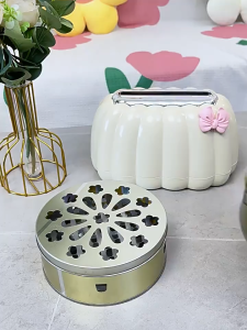1Pc Metal Mosquito Coil Holder with Handle Lid Heat Resistant Insect Repellent Tray Outdoor