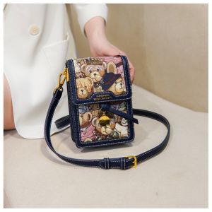 Fashionable Mini Printed Womens Phone Bag Crossbody Shoulder Bag Korean Style Summer New Arrival Youth Cartoon Magnetic Buckle