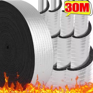 Dizoey 30M Pipe Wrap Insulation Self Adhesive Outdoor Sewer Pipe Foam Insulation Tape Aluminum Foil Finish Freeze Protection Tape