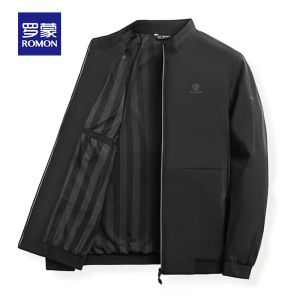 ROMON | Lormen Mens Jacket Spring Autumn New Business Administrative Cadre Civil Servant Stand Collar Coat Middle Aged Dad Clothes