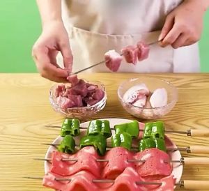 Tusuk Sate Stainless Steel Tebal Gagang Kayu Harga 1 Pcs