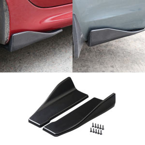 Universal Fit รถสปอยเลอร์ Lip คาร์บอนไฟเบอร์เคลือบเงาสีดําด้านหลังกระโปรง Rocker Wings 35 ซม.ป้องกันสําหรับรถยนต์