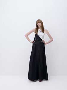 MO&Co. | Denim Pinafore Dress A-Line Mid-to-Low Waist
