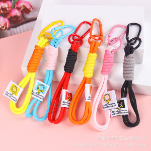 สายคล้องโทรศัพท์มือถือหลากสีเชือกถักไนลอนเชือกถักพวงกุญแจเครื่องประดับแบบห้อยตุ๊กตาผ้าพลัฌ DIY อุปกรณ์เสริมเครื่องประดับแขวนกระเป๋า
