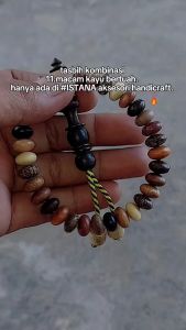 Tasbih Kombinasi 11 Macam Kayu Bertuah Isi 33 Butir Ukuran 10x6mm - Muslim Motif