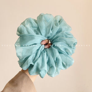 WENZHU | Blue Pearl Light Gauze Large Scrunchie Hair Accessory