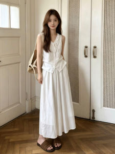 LIRUSHAN | Sleeveless Summer White Dress