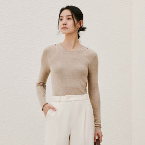 Yigue | Elegant False Two-piece Lace Hollow Knit Sweater