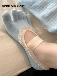 Summer Pilates Yoga Socks Womens Five-Finger Sports Fitness Boat Socks Cotton No-Show Socks for Spring Autumn And Winter