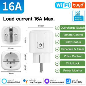 TNCE Tuya wifi or Zigbee3.0 Socket EU Plug 16/20A with Power Monitor Remote Control Smart Life APP Voice Alexa Google Home Alice