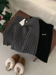 Small High Waist A- line Gray Knitting Skirt Womens Fall and Winter Fancy All-Matching Sheath Pleated Skirt Skirt