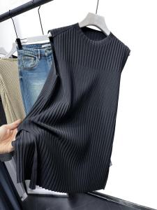 Áo Len Dệt Kim Không Tay Cao Cấp Dáng Ôm Tay Lửng Cổ Tròn Dài Vừa Phải Thoáng Khí Thoải Mái Mặc Thường Ngày