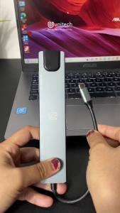 8in1 Type C USB Hub Konverter Unitech Ultralink Pro Hub + HDMI + LAN + Type C + CR untuk Laptop