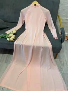 Áo dài hồng truyền thống chiffon 4 tà