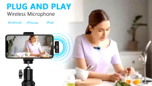 K9 Wireless Lavalier Microphone for vlogging Noise Cancelling Lapel Mic use for Live Stream