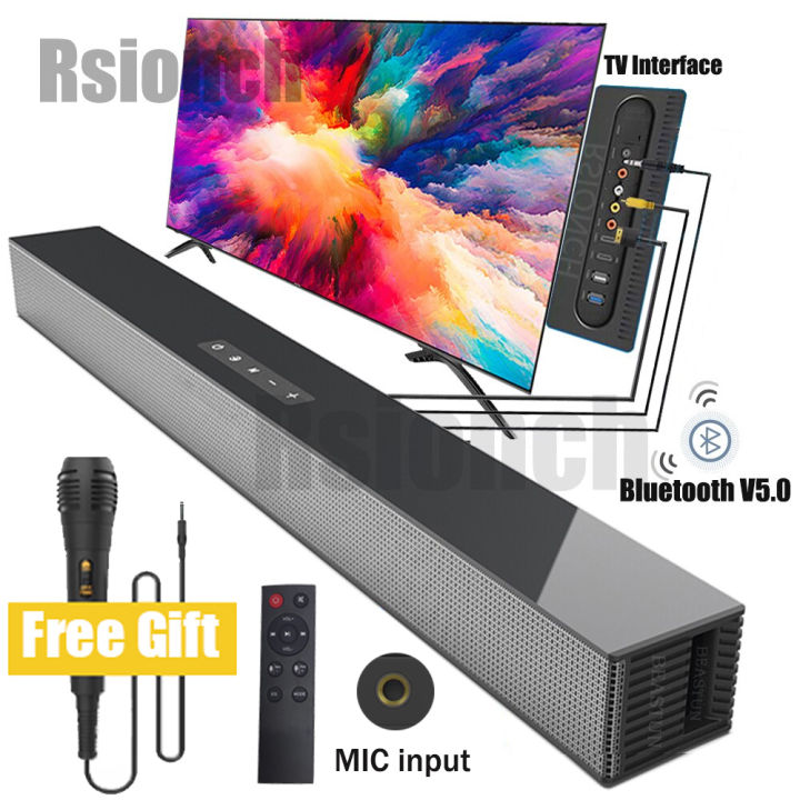 【Free Mic】Subwoofer Karaoke Soundbar TV Speaker with Microphone
