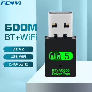 Fenvi | FENVI 600Mbps USB WiFi Bluetooth Adapter 2in1 Dongle Dual Band 2.4G 5GHz USB Wi-Fi 5 Network Wireless Wlan Receiver DRIVER FREE