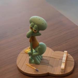 Bandai | Squidward Phone Holder Bikini Bottom Residents Merchandise CartoonAbstractQuirky Desktop Ornament Decoration Cosplay Anime Toys
