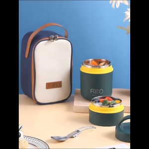 Termos Sup Lunch Box Stainlesss 2 Tingkat / Lunch Box Isolasi Vacuum Stainless Steel 304 Cangkir Sup