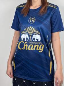 (สินค้าพร้อมส่ง)เสื้อกีฬา เสื้อบอล คอกลม แขนสั้น พิมพ์ลายช้าง ลายกราฟิก ผ้าไมโคร เนื้อผ้านิ่ม ใส่ได้ทั้งชายและหญิง มี4ไซส์ 5 สีให้เลือก