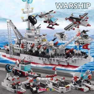 Warship Army Set & Tank Truck Building Blocks: Educational Toys for Boys