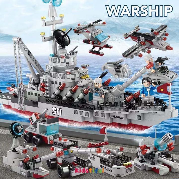 Warship Army Set Tank Truck Building Blocks Toys Battleship with