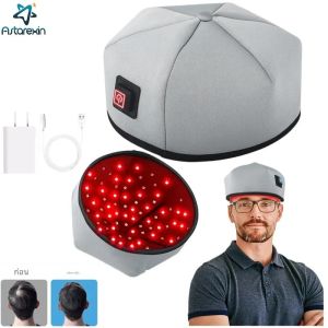 หมวก Relief ปลูกผม LED สีแดงถ้วยดูดสูญญากาศป้องกันผมร่วงคลายความเครียดศีรษะ เครื่องนวดไฟฟ้าหมวกกันน็อค