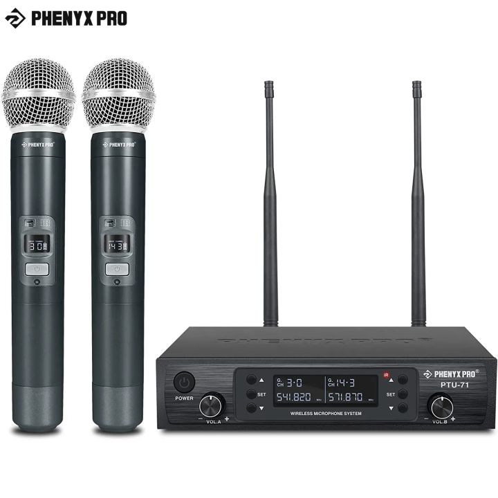 Phenyx Pro PTU71A Wireless Microphone System Dual Wireless Mics 2