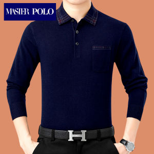 เสื้อสเวตเตอร์คอปกตั้งแขนยาวผู้ชาย ผ้าขนสัตว์ผสม ทรงหลวม สไตล์ลำลอง ฤดูใบไม้ผลิและฤดูใบไม้ร่วง เสื้อชั้นในสีแดง