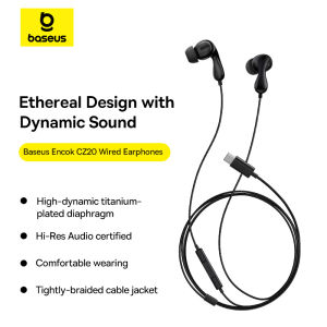 Baseus Encok CZ20/HZ20 in-ear Wired Earphone Hi-Res Type-C 3.5mm Jack with Mic Wired Headphones for Laptop Computer Tablet Phone