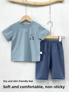 miiow | Pure Cotton Summer Pajamas For Kids Short Sleeve Breathable Soft Skin-friendly Home Clothes Set Boys Girls Children Sleepwear