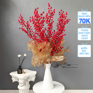 Cành Đ ào Đông Đại - Cành Lá Rẻ Quạt cắm điểm trang trí Hoa Lụa LyLy Decor