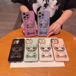 Soft Case Handphone Xiaomi 14 5G Silicon Dudukan Miror Cute Stich Plating