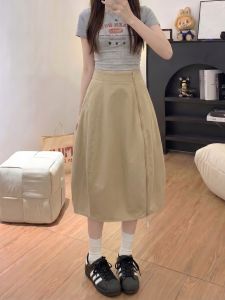 AIYITI | Retro Popular Unique Plus Size Khaki Blossom Style A-Line Skirt