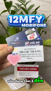 (Có ESIM) Sim MobiFone 12MFY100 Miễn Phí 12 Tháng Không Phải Nạp Tiền Tặng Ngay 100GB/Tháng (Không Chia Data Theo Ngày)  FREESHIP - CHƯA KÍCH HOẠT.