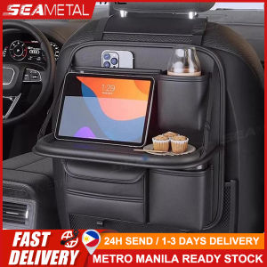 SEAMETAL Car Seat Back Storage Bag Hanging Organizer Premium Leather Auto Rear Seat Back Multipurpose Large Capacity Storage Box