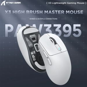 ATTACK SHARK | Attack Shark X3/X3PRO PixArt Bluetooth Lightweight Gaming MousePAW3395 Sensor 2.4G Tri-Mode Connection 26000dpi 650IPS
