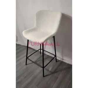 Furnimall Bouclé Fabric Island Chair Premium Modern Bar Chair Backrest Kerusi Makan Tinggi Cafe