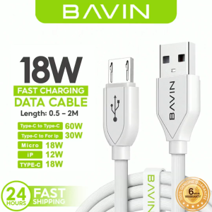 BAVIN CB071 QC3.0 Fast Charging/Data Transfer Cable 18W/30W/60W Micro iPh Type-C/V3 Mini USB iPh 4S 0.5m-2m 2.4A